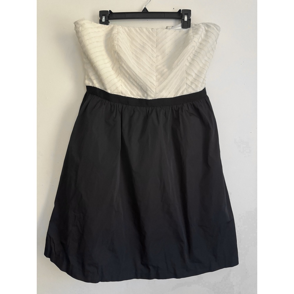 Lauren Ralph Lauren Strapless Cocktail Dress Black Cream Texture Size 16 Holiday